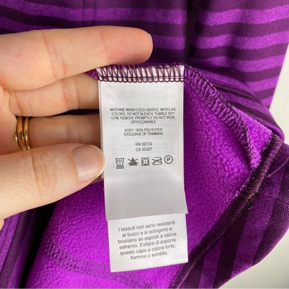 Columbia Fleece Lined Striped Pullover Turtleneck Sweatshirt Purple Size Medium - Picture 4 of 5